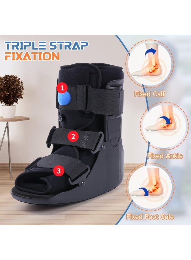 Noor Souq Short Air Walker Boot, Inflatable Ankle Brace for Forefoot/Foot Injuries, Ankle Sprain & Foot Fracture Rehabilitation, Black High-Density Sponge - Image 5