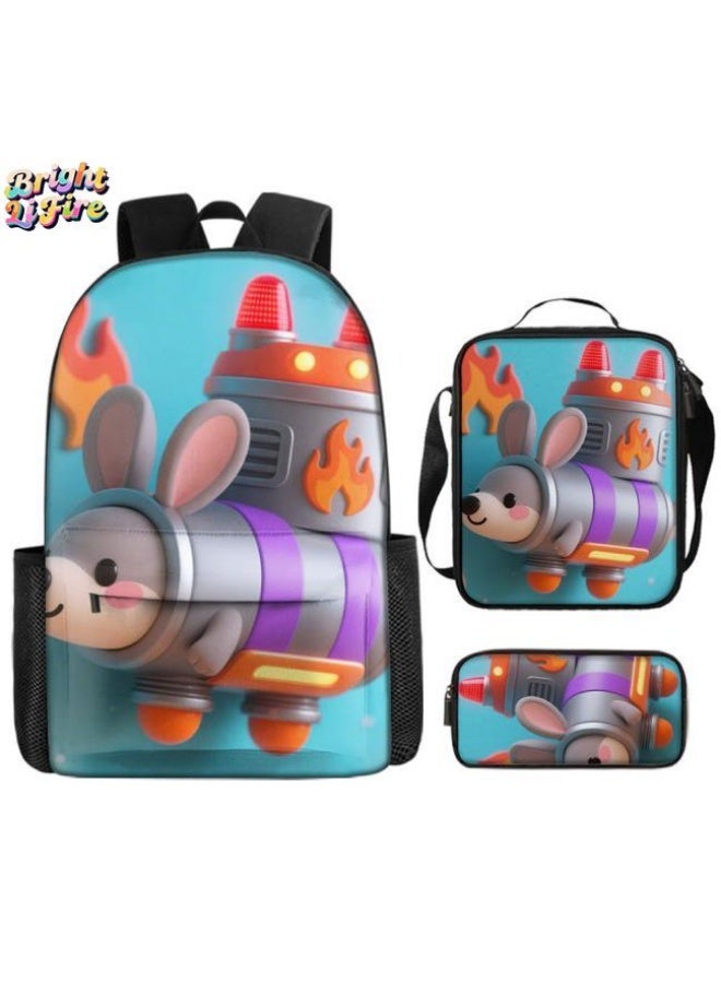 Bright Li Fire Cute cartoon embellishment, double-shoulder pen bag set (students, children, friends' outings, mountain climbing sports, etc. can be used) - 120 - Image 1