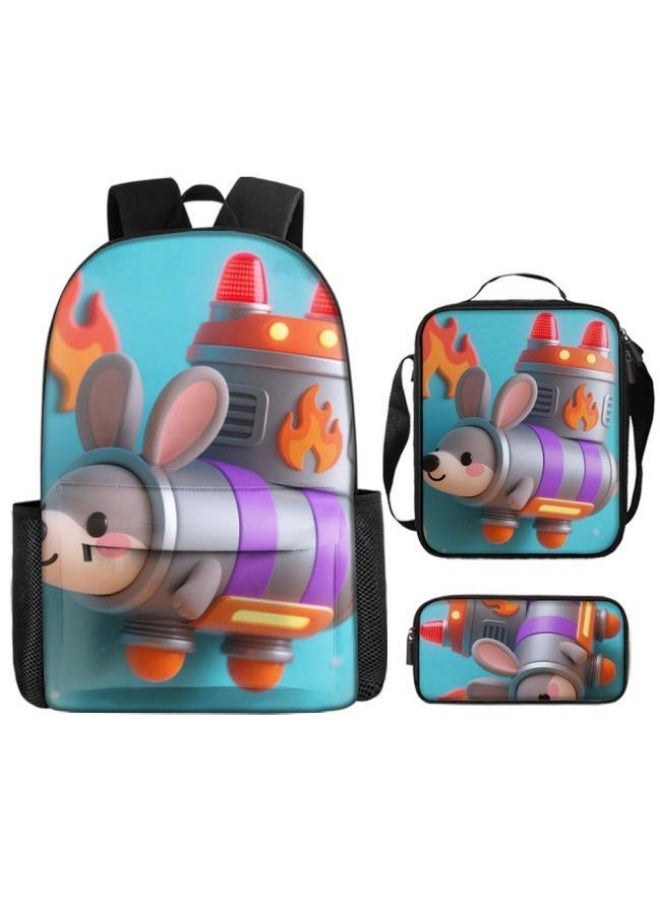 Bright Li Fire Cute cartoon embellishment, double-shoulder pen bag set (students, children, friends' outings, mountain climbing sports, etc. can be used) - 120 - Image 2