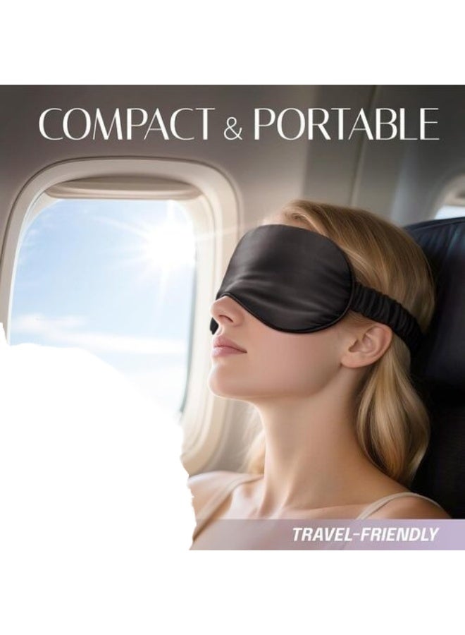 قناع نوم حريري للعين مع حزام مرن للنوم والسفر والقيلولة، غطاء ناعم للعين باللون الاحمر الداكن - Image 5