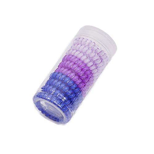 canjoyn 10 Pcs Rubber Spiral Hair Ties - Elastic No Crease Coil Ponytail Holders, Phone Cord Ties for Women with Thick Hair (Purple) - Image 1