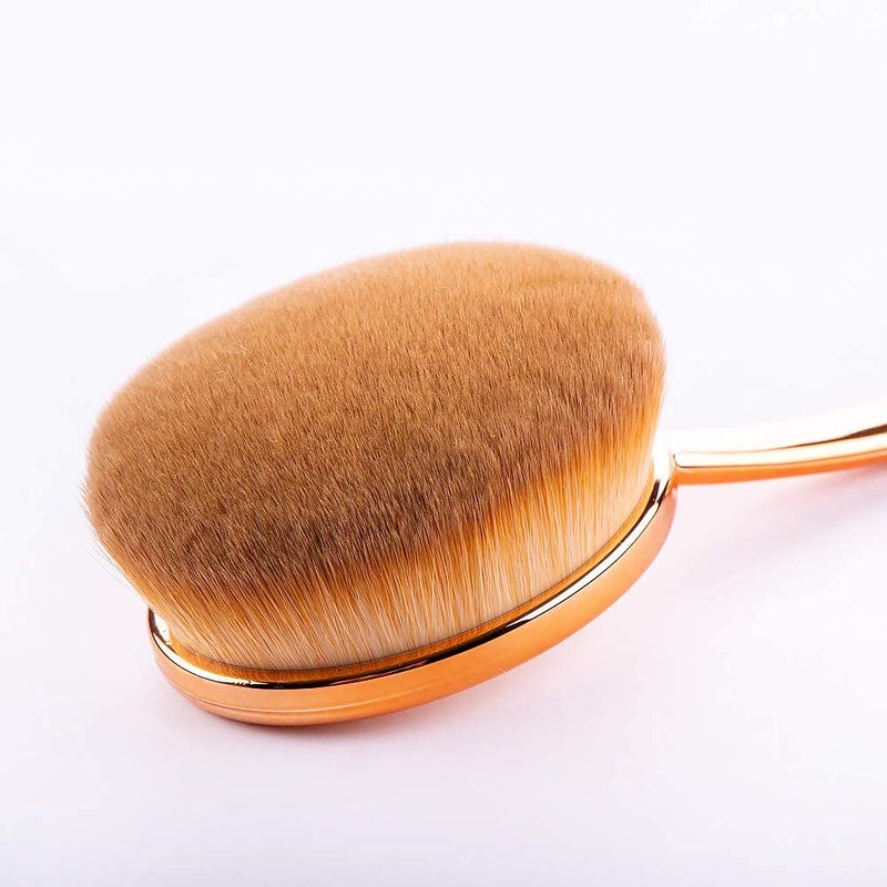 Yoseng Oval Foundation Brush 5 Pcs Toothbrush makeup brushes(Black handle rose gold) - Image 5