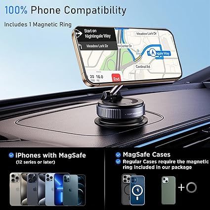 NIYANETAIL Magnetic Phone Holder Stand Upgraded Vacuum Suction Cup Mount with 360° Swivel Lock | Compatible with | for Car, Gym, Mirror, Kitchen & Smooth Surfaces - Image 4