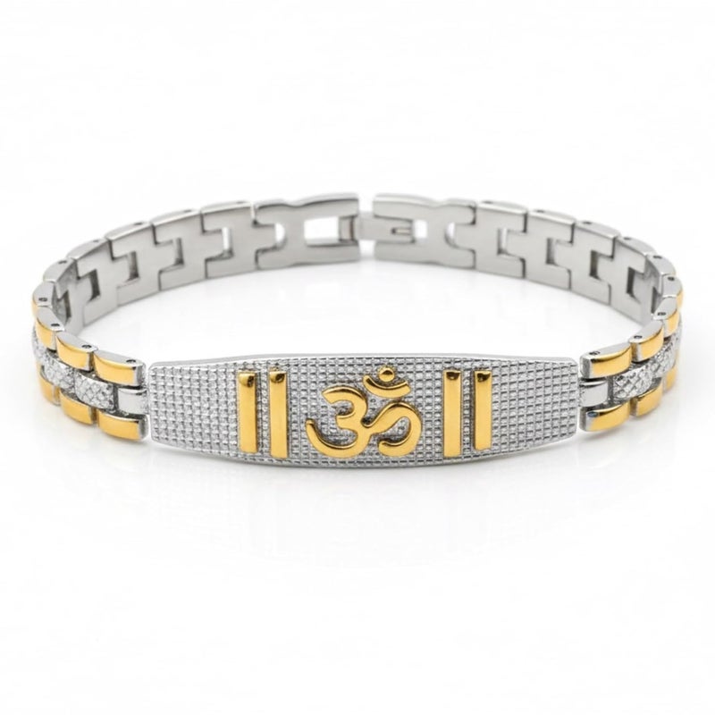 immer ® Men’s OM Bracelet – 18K Gold Plated Stainless Steel | Waterproof, Anti-Tarnish, Skin-Friendly Spiritual Jewellery for Men & Women, Adjustable Size - Image 1