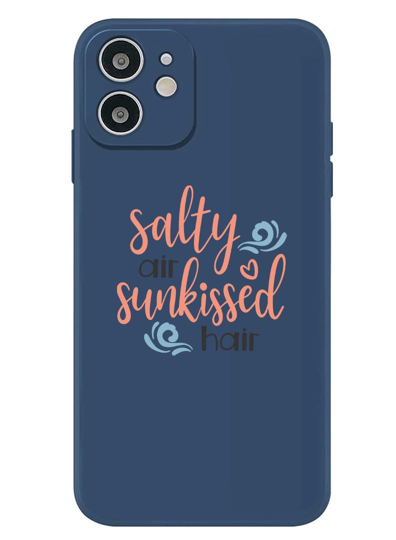 Theodor Protective Slim Fit Case Liquid Silicone Cover with Full Body Protection Anti-Scratch Shockproof Case For iPhone 12 Blue  - Salty air sunkissed air copy - Image 1