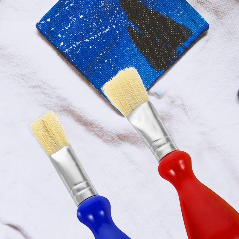 6Pcs Paint Brushes Short Handle Micro Paint Brush for Oil Watercolor Painting Safe Educational Art Supplies for Beginners Lightweight and Portable Artist Tools - Image 3