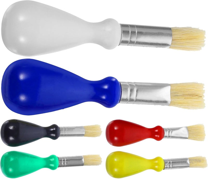 6Pcs Paint Brushes Short Handle Micro Paint Brush for Oil Watercolor Painting Safe Educational Art Supplies for Beginners Lightweight and Portable Artist Tools - Image 1