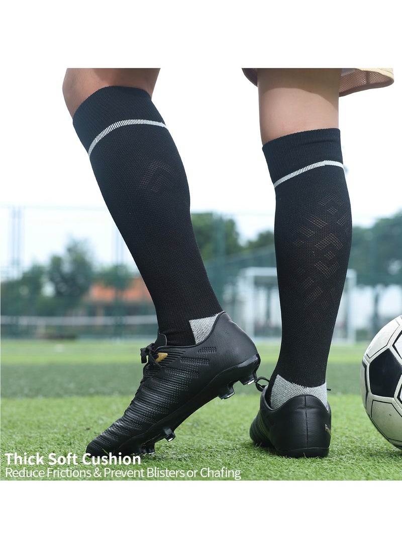SKY WING Men's And Women's Soccer Socks Color Stretchy Compression Knee High Tube Socks Football Athletic Socks for Unisex-Black-3 Pair - Image 5
