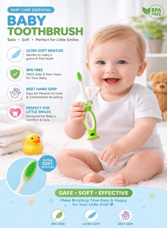 Baby Toothbrush Ultra Soft Bristles for Kids 0-3 Years | BPA Free Toddler & Infant Toothbrush | Easy Grip | Kids Toothbrush Combo Pack (3 pc) - Image 4