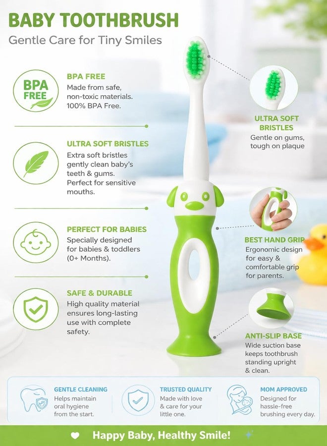 Baby Toothbrush Ultra Soft Bristles for Kids 0-3 Years | BPA Free Toddler & Infant Toothbrush | Easy Grip | Kids Toothbrush Combo Pack (3 pc) - Image 5