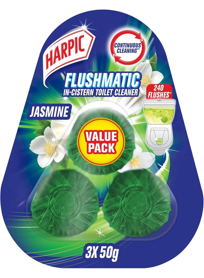 هاربيك منظف ​​المرحاض هاربيك فلوشماتيك داخل الخزان: تنظيف مستمر لما يصل إلى 240 دورة تدفق برائحة الياسمين المنعشة - Image 1