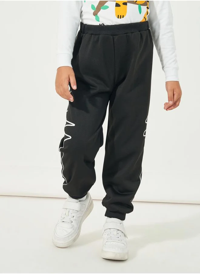 Styli Curved Lined Print Cuffed Joggers