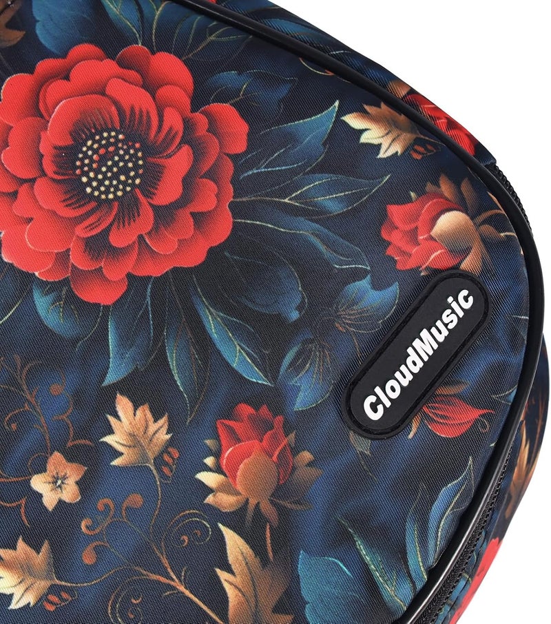 CLOUDMUSIC Ukulele Case Gig Bag Padded Backpack For Concert 23" Inch(Concert, Vintage Red Flowers) - Image 3