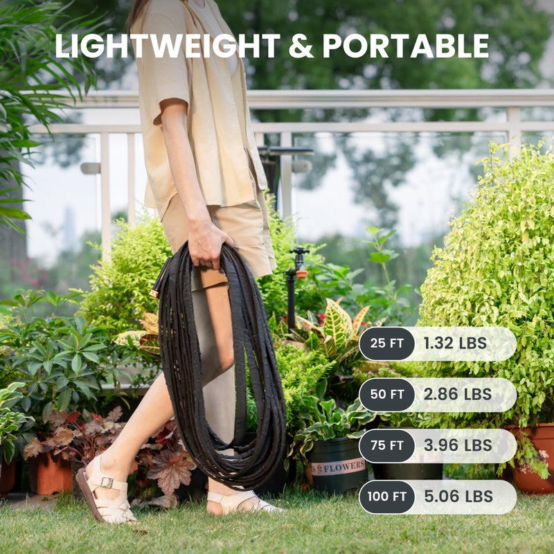 Giraffe Tools Garden Hose 50FT Lightweight Lay Flat Water Hose Kink Free Flexible Hose with 9 Spray Function Nozzleï¼ˆBlackï¼‰ - Image 5