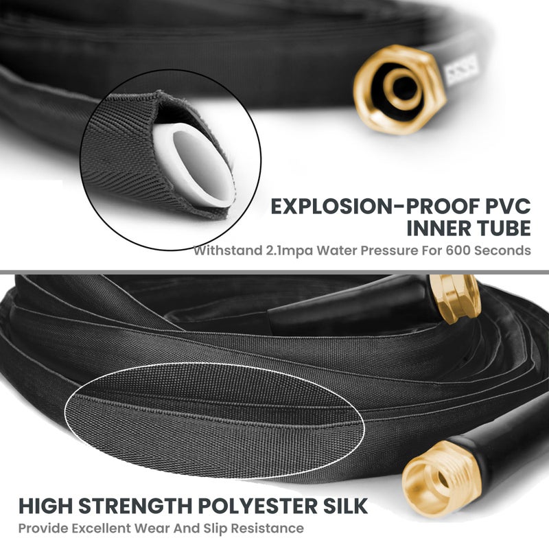 Giraffe Tools Garden Hose 50FT Lightweight Lay Flat Water Hose Kink Free Flexible Hose with 9 Spray Function Nozzleï¼ˆBlackï¼‰ - Image 4