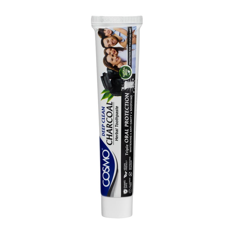 COSMO Deep Clean Charcoal Herbal Toothpaste Activated Charcoal & Herbal Blend for Intense Whitening, Toxin Removal & Long-Lasting Freshness Whitening & Gum Protection 100g - Image 1