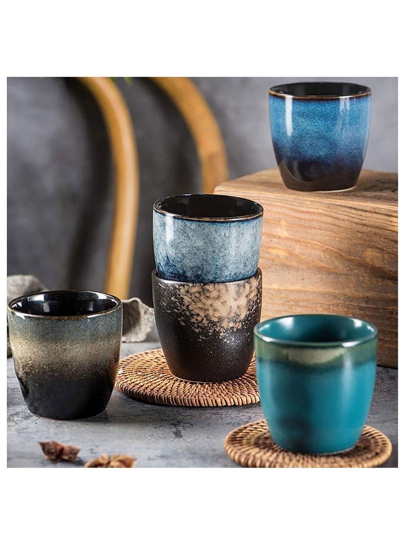 كيل › طقم أكواب قهوة سيراميك يدوي الصنع 5 قطع سعة 150 مل – علبة هدايا متعددة الألوان لشاي الإسبريسو والكابتشينو واللاتيه والقهوة التركية - Image 4