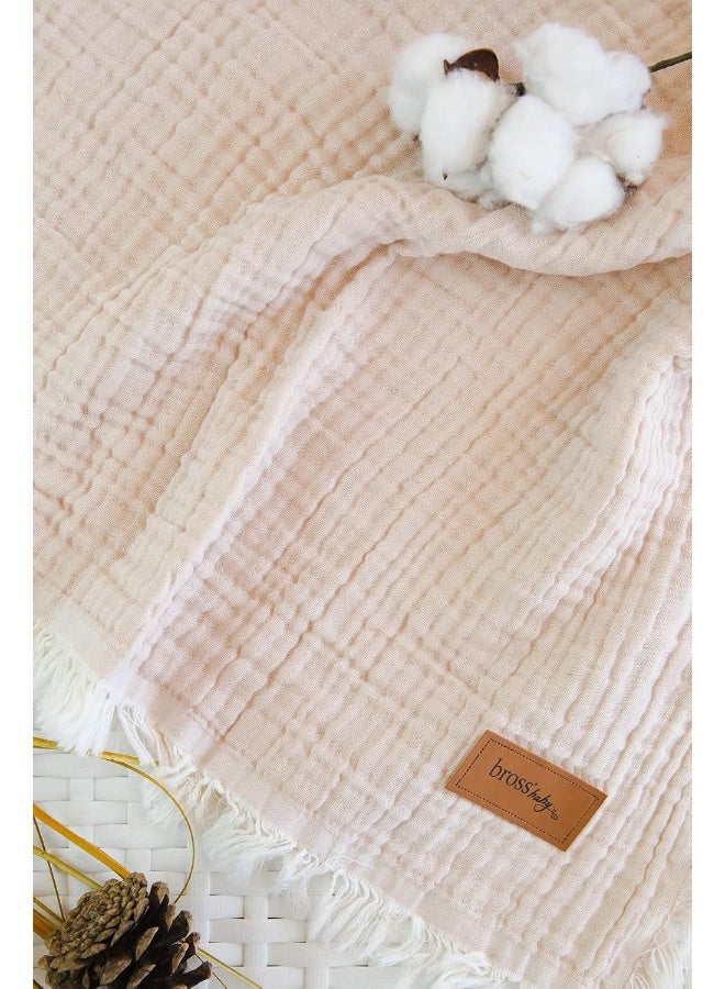 BROSS 100% Cotton Unisex Baby Blanket, 4 Layers, Swaddle Blanket for Newborn Babies - Image 4
