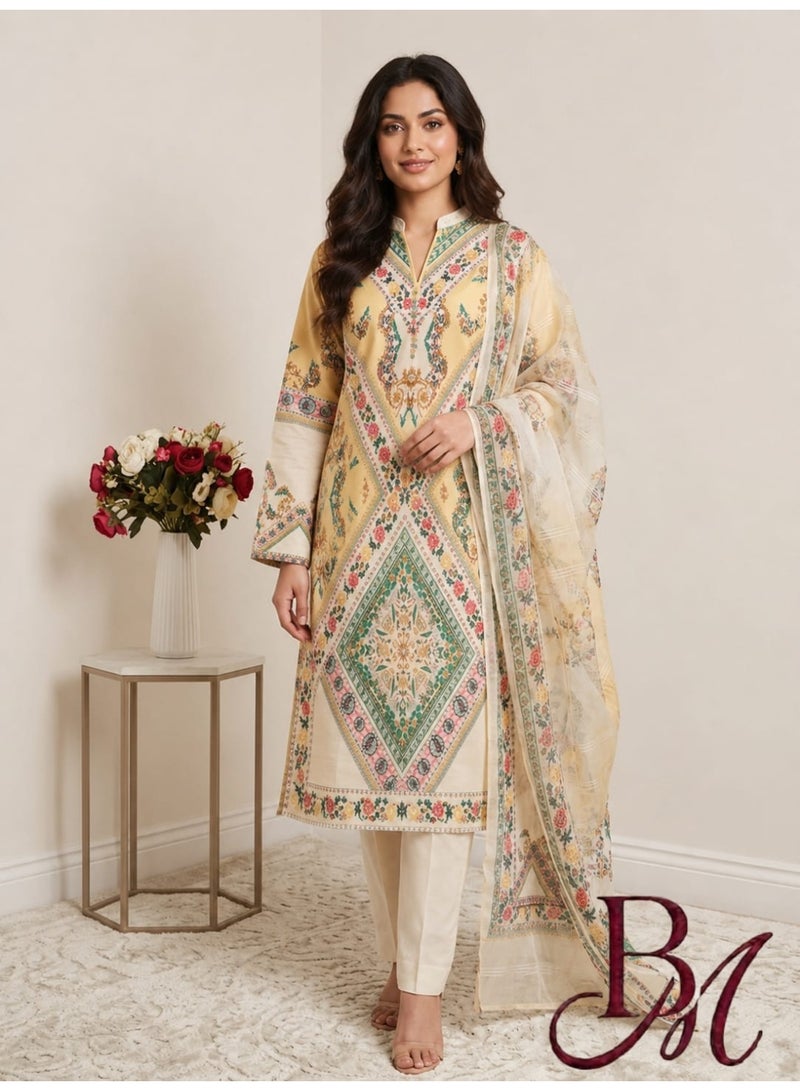 Women's Summer Lawn Printed 3-Piece Suit - Image 2