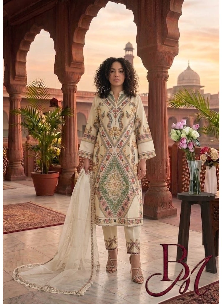 Women's Summer Lawn Printed 3-Piece Suit - Image 3