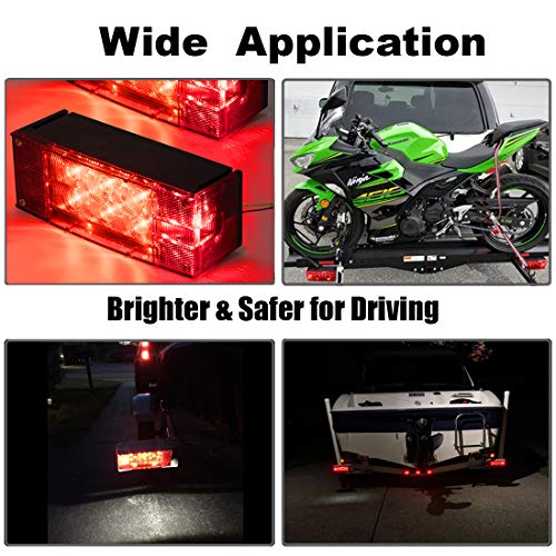CZC AUTO 2PCS 12V LED Submersible Low Profile Rectangular Trailer Lights, Tail Stop Turn Running Lights Kit, Sealed for Boat Trailer Truck Marine - Image 3