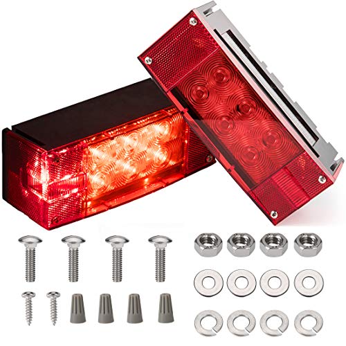 CZC AUTO 2PCS 12V LED Submersible Low Profile Rectangular Trailer Lights, Tail Stop Turn Running Lights Kit, Sealed for Boat Trailer Truck Marine - Image 1