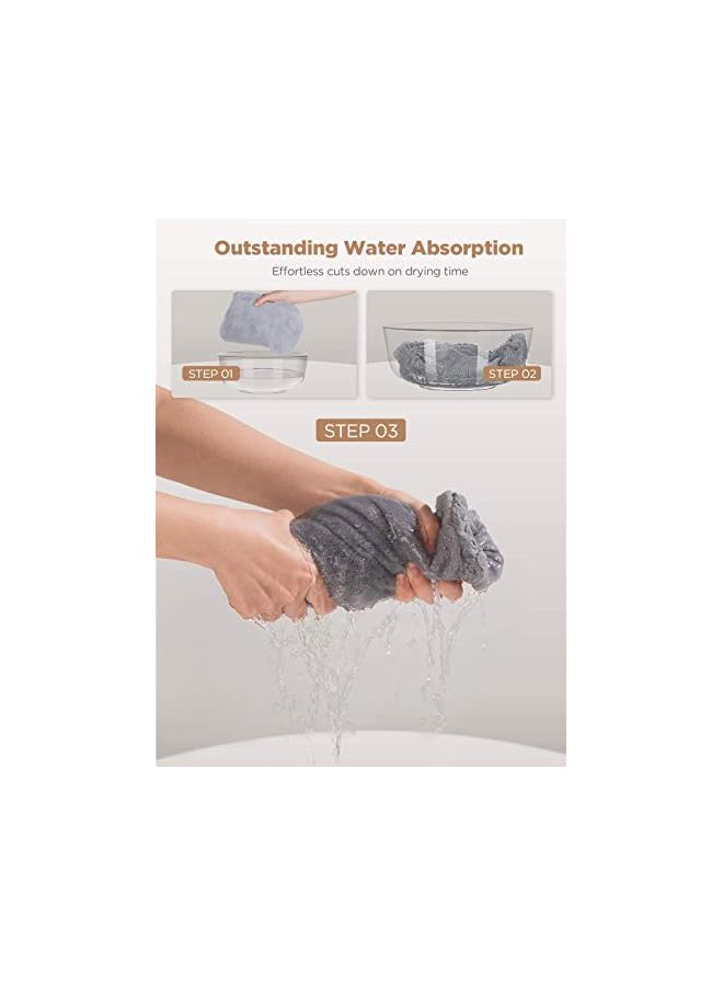 The Bros Microfiber Hair Towel, 3 Packs Hair Turbans for Wet Hair, Drying Hair Wrap Towels for Curly Hair Women Anti Frizz(Grey,Blue,Grey) - Image 5