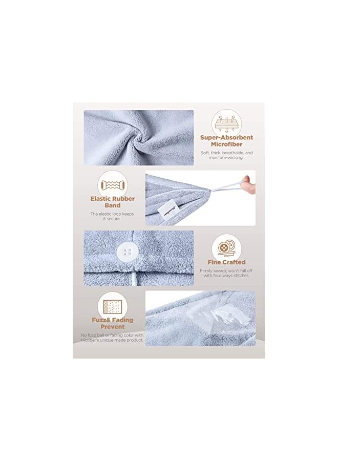 The Bros Microfiber Hair Towel, 3 Packs Hair Turbans for Wet Hair, Drying Hair Wrap Towels for Curly Hair Women Anti Frizz(Grey,Blue,Grey) - Image 3