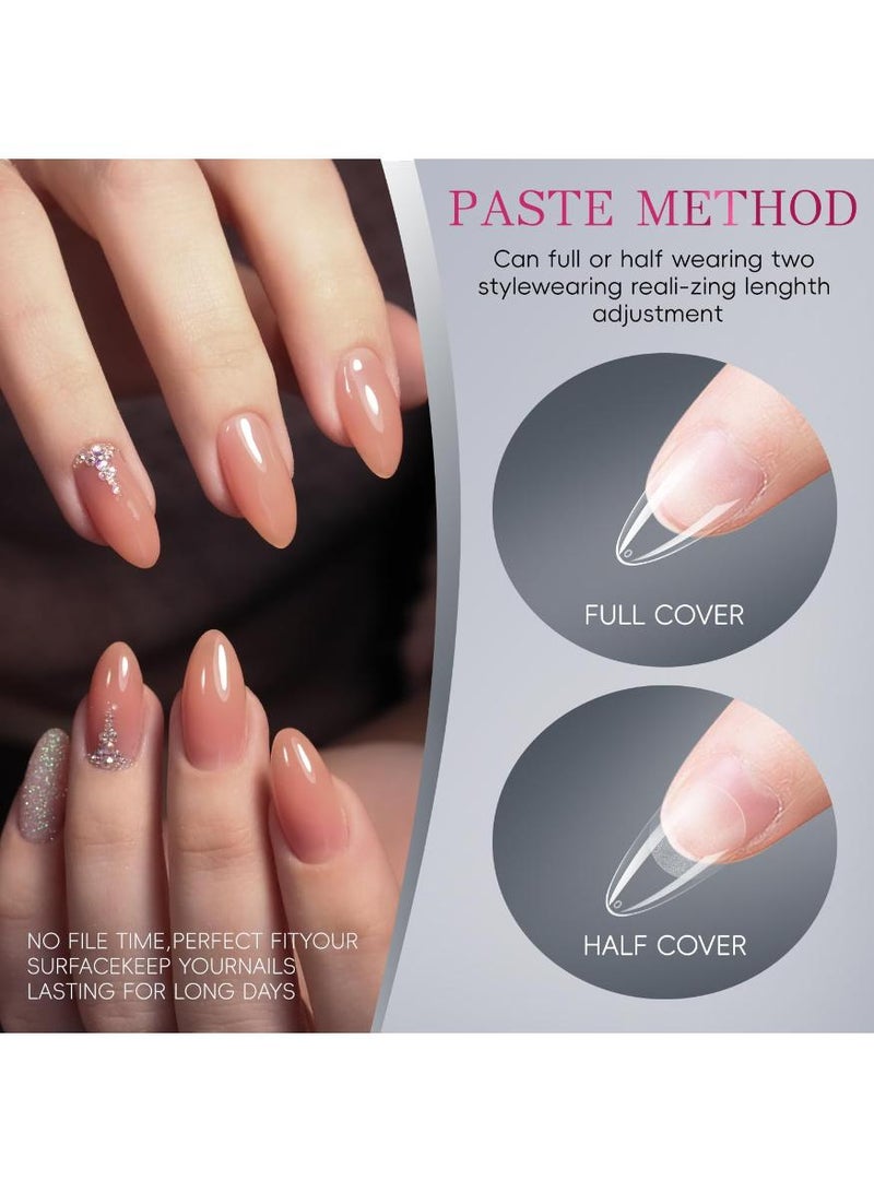 خاجول 500 قطعة أطراف أظافر لوز قصيرة، 12 مقاساً شفافة من مادة الجيل الطري، بسطح ملامس نصف مات، لملمع الجيل أو البودرة الأكريليكية، أظافر صناعية بجودة صالون لنساء محبات التجميل المنزلي - Image 5