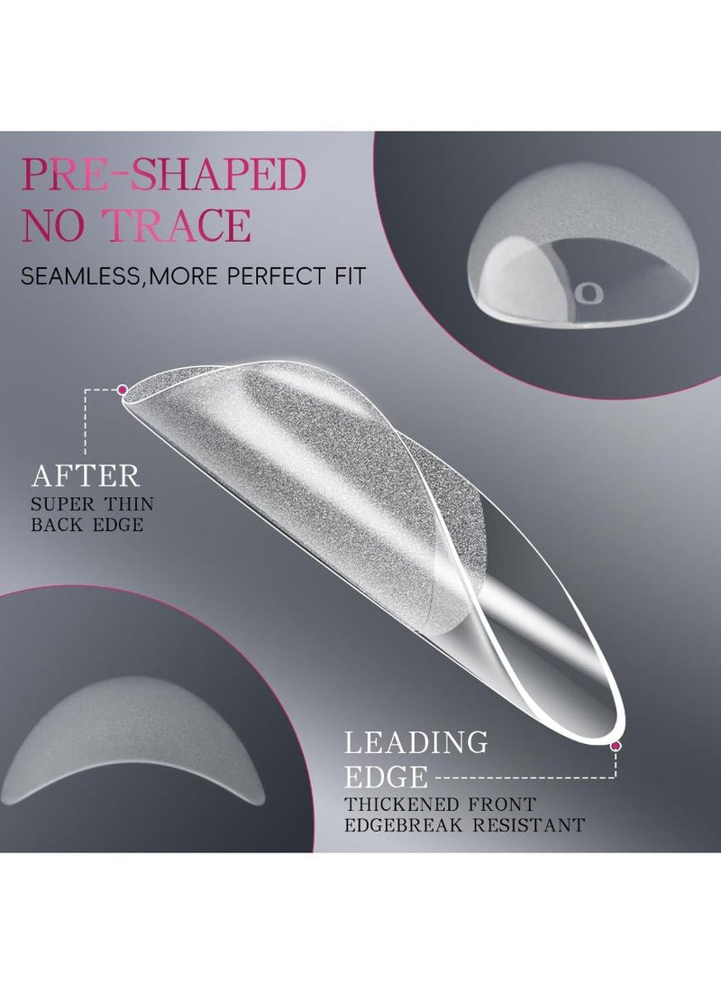 خاجول 500 قطعة أطراف أظافر لوز قصيرة، 12 مقاساً شفافة من مادة الجيل الطري، بسطح ملامس نصف مات، لملمع الجيل أو البودرة الأكريليكية، أظافر صناعية بجودة صالون لنساء محبات التجميل المنزلي - Image 2