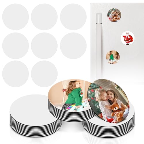 Deekypol Sublimation Magnet Blanks, 30PCS Sublimation Blank Refrigerator Magnets - Personalized Fridge Magnet Sublimation Blanks Products for Kitchen Office Decorative, 5.5x5.5 cm (Round) - Image 1