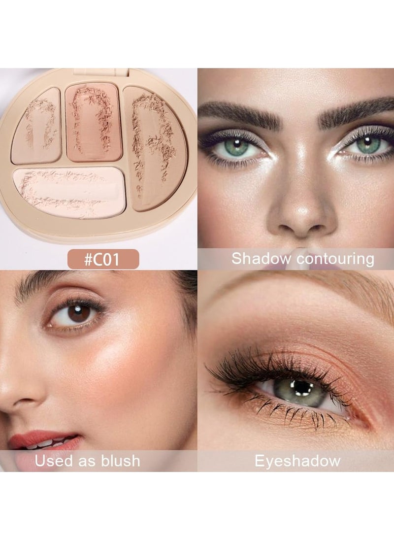 SYOSI - SYOSI 2 Pcs Concealer Contour Palette, 4 Colors Color Correcting Concealer, Long Lasting Foundation Palette for Dark Circles, Red Marks, Scars, Professional Full Coverage Concealer - Image 1