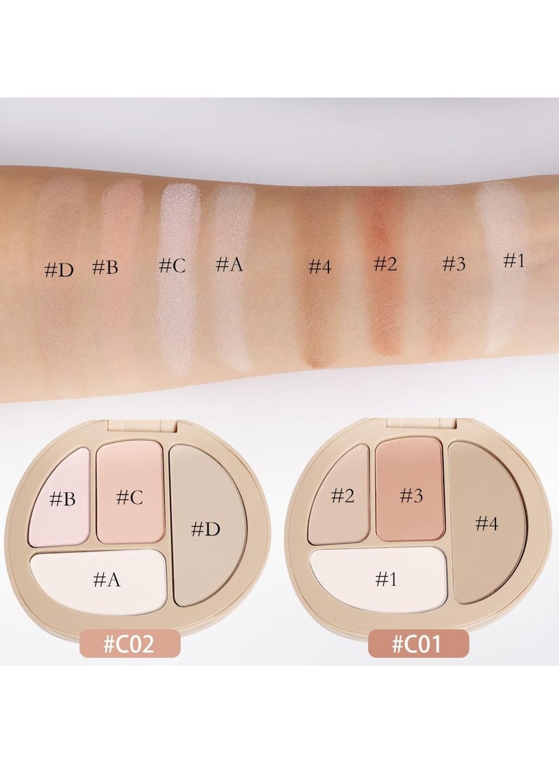SYOSI - SYOSI 2 Pcs Concealer Contour Palette, 4 Colors Color Correcting Concealer, Long Lasting Foundation Palette for Dark Circles, Red Marks, Scars, Professional Full Coverage Concealer - Image 1