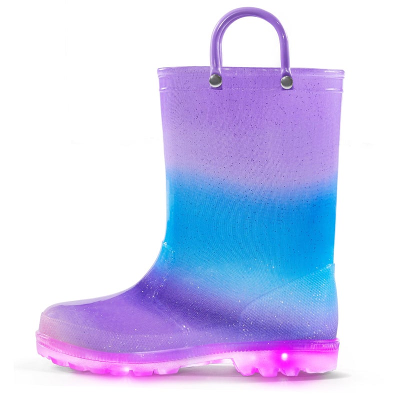 K KomForme Kids Rain Boots, Waterproof Light up Boots with Easy-on Handles - Image 1