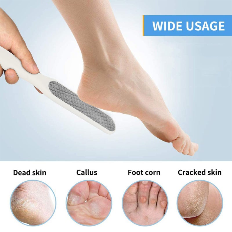 Fu Store 2 Pack Foot Files Callus Remover Stainless Steel Foot Rasp and Dual Sided Feet File Professional Scrubber Pedicure Tools Premium for Feet Care Remove Hard Skin, White - Image 4
