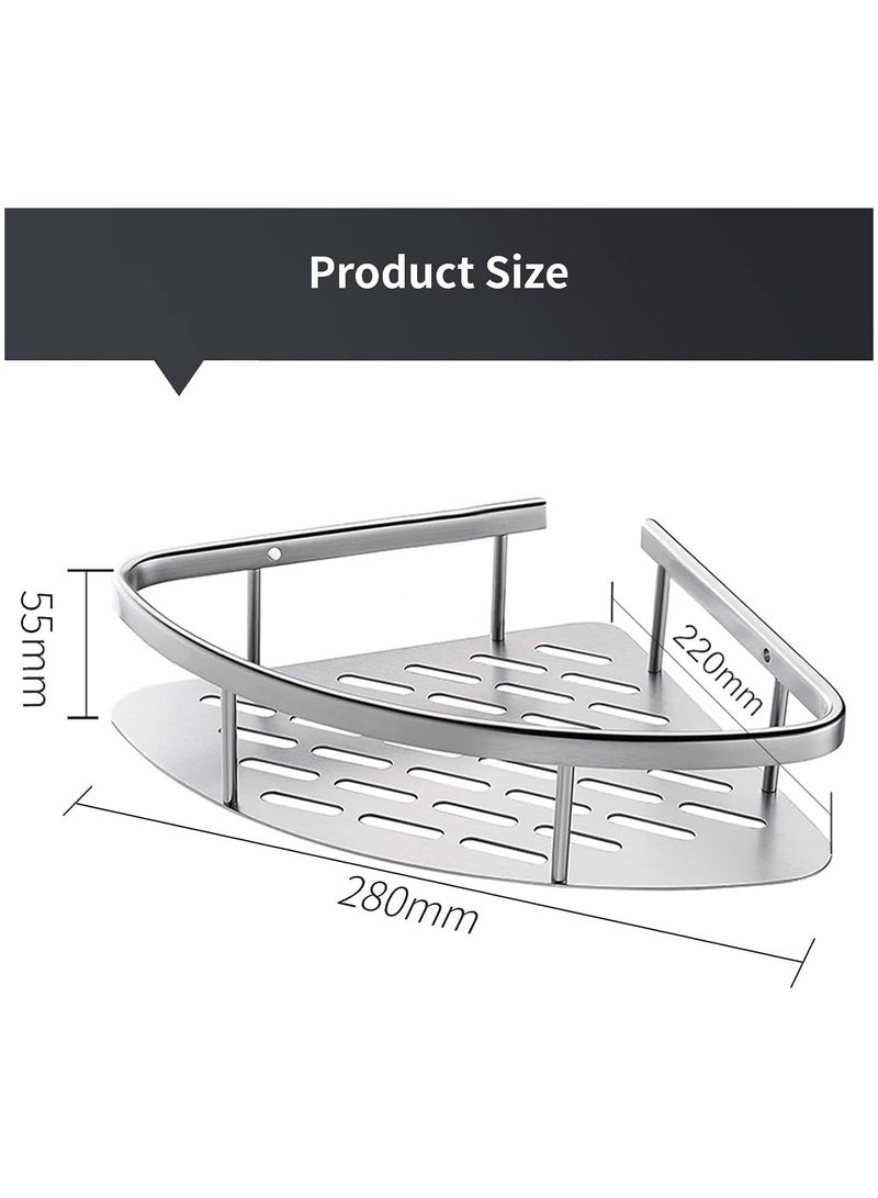 Beauenty Shower Caddy Corner, Bathroom Corner Shower Shelfs, 2-Pack Removable Storage Bathroom Organizer, No Drilling Adhesive Bathroom Storage Basket, Wall Mounted Bathroom Basket Shelf (Silver) - Image 2