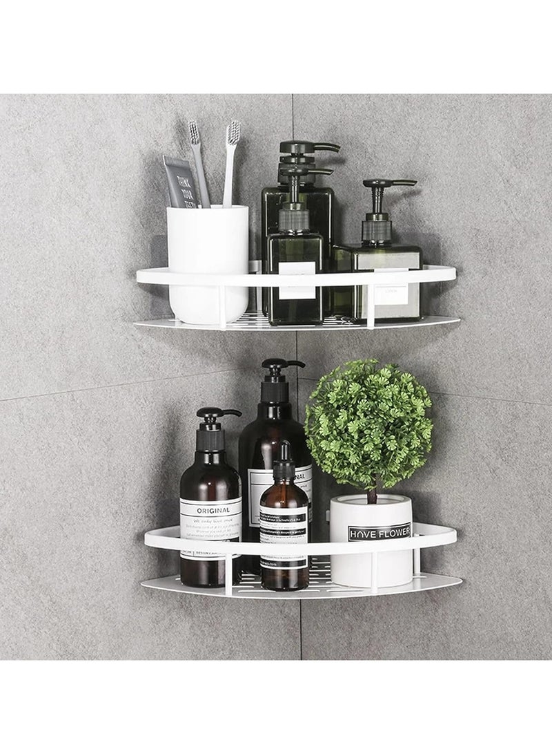 Beauenty Shower Caddy Corner, Bathroom Corner Shower Shelfs, 2-Pack Removable Storage Bathroom Organizer, No Drilling Adhesive Bathroom Storage Basket, Wall Mounted Bathroom Basket Shelf (Silver) - Image 3