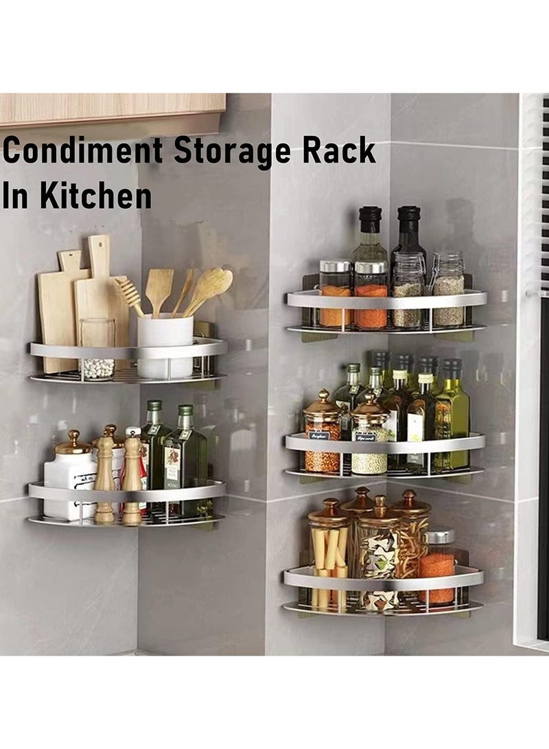 Beauenty Shower Caddy Corner, Bathroom Corner Shower Shelfs, 2-Pack Removable Storage Bathroom Organizer, No Drilling Adhesive Bathroom Storage Basket, Wall Mounted Bathroom Basket Shelf (Silver) - Image 4