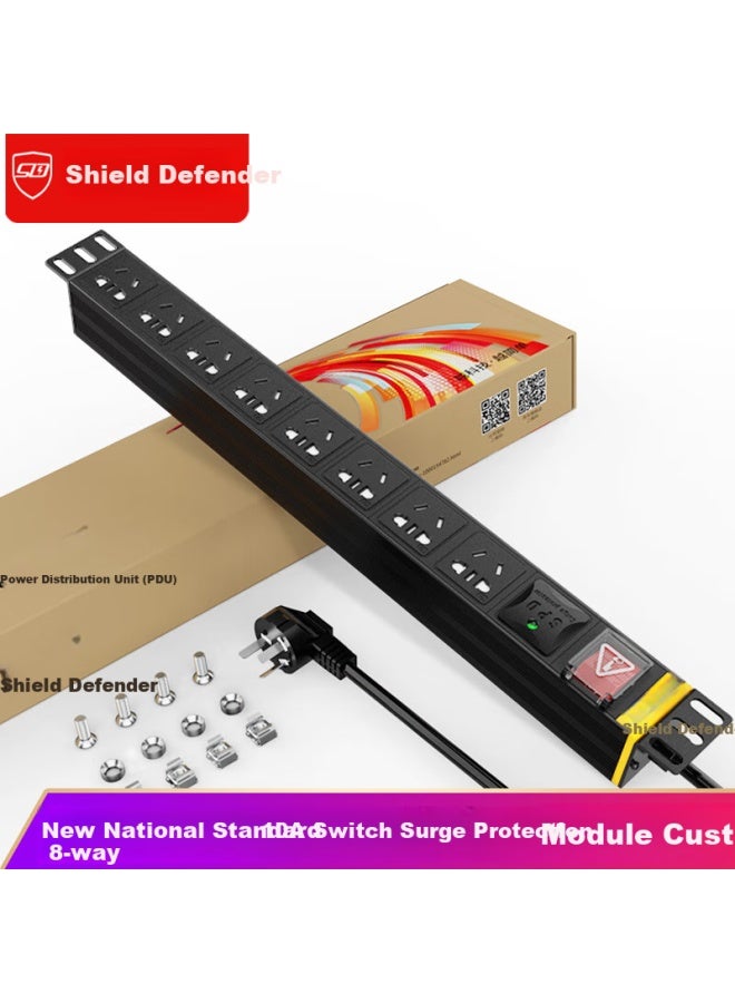 Sdws Pdu Cabinet Socket, 8-outlet 10a Power Switch, Lightning Protection, National Standard, Small Five-hole Industrial Power Strip, Sd38056x - Image 1