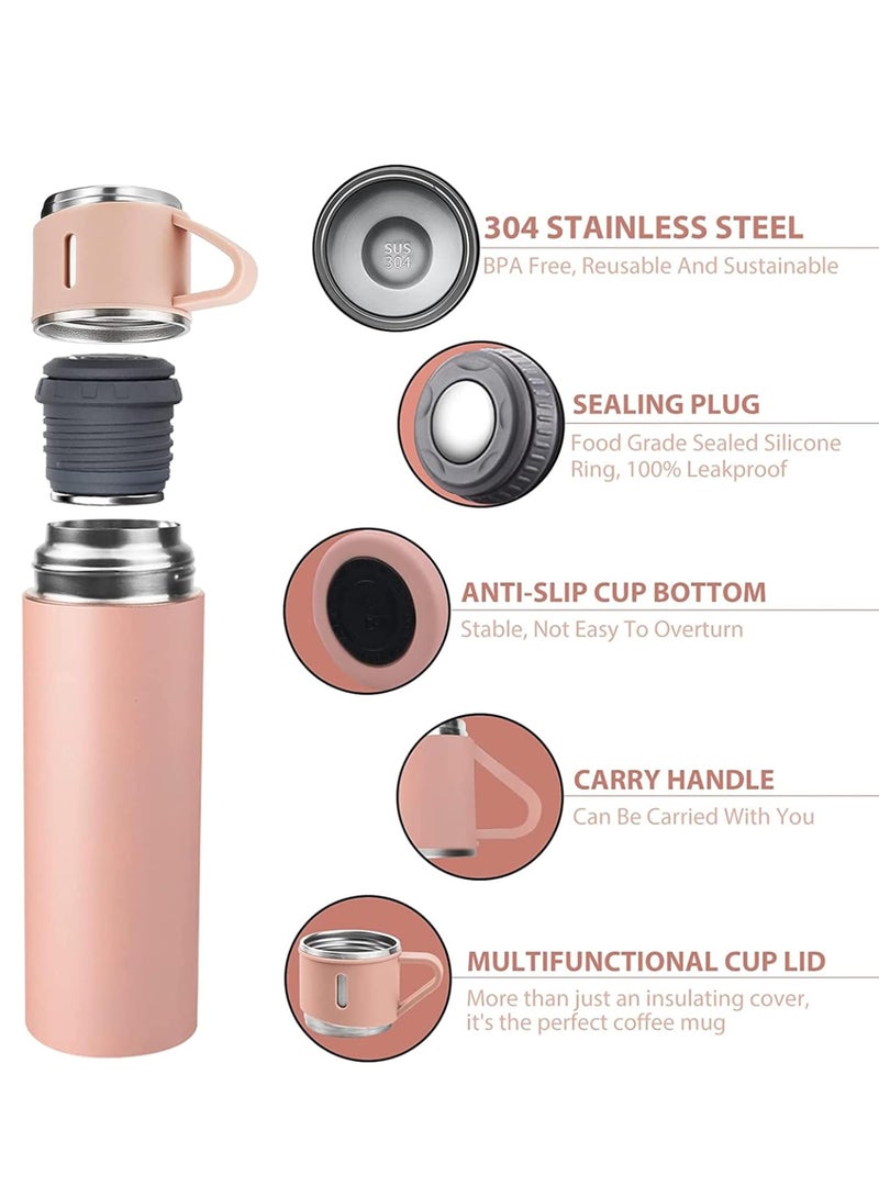 ميكسد الفولاذ المقاوم للصدأ فراغ قارورة الترمس مع 2 أكواب الفولاذ المقاوم للصدأ مع سيليكون مقبض - Image 2