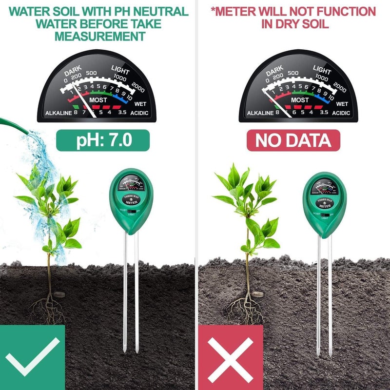 iPower iPower 3in1 Soil MoisturepHLight Meter Soil Test kit for Indoor  Outdoor Use Suitable for House Plants Garden Lawn Farm - Image 5