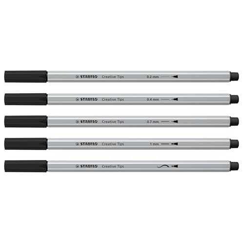 STABILO Fine Multi Liner Set Creative Tips Â– Arty Â– Pack Of 5 Â– Black - Image 2