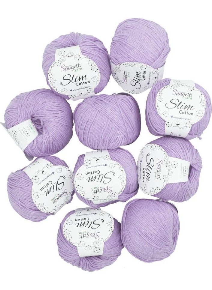 Spagetti Yarn Spaghettiyarn Lilac Slim Cotton Thread - Set of 10 