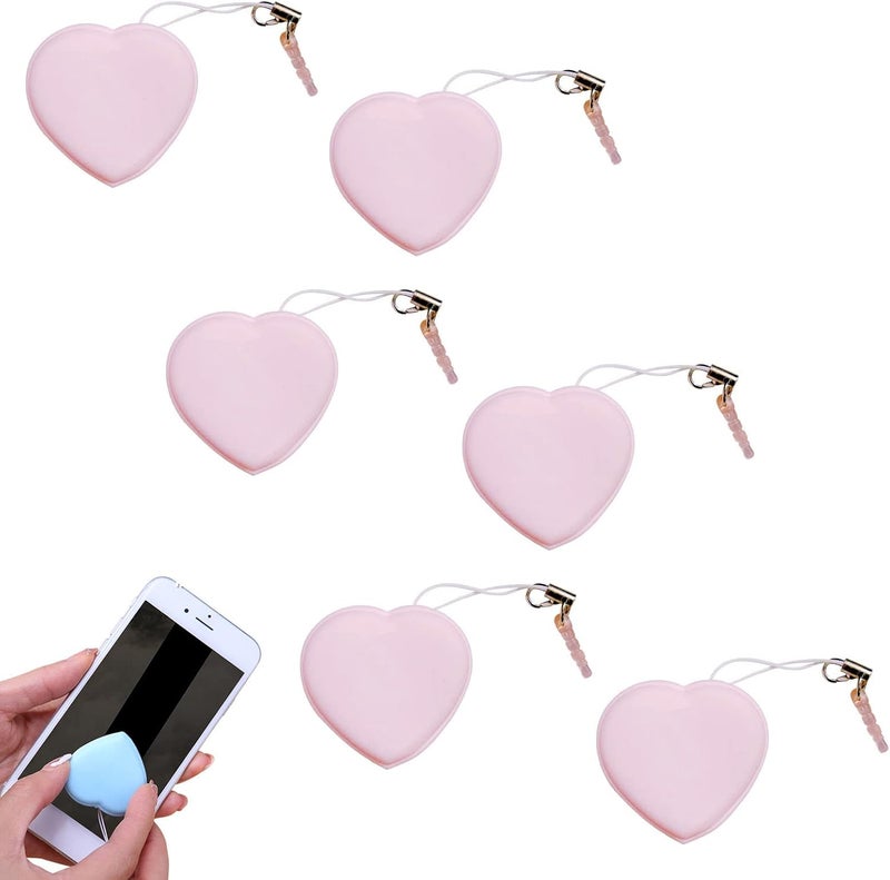 comfrt Heart-Shaped Macaron Screen Glass Cleaner - 1/2/4/6PC Mobile Phone Screen Wipes Lens Cleaner - Creative Screen Glass Cleaning Wipe Brush - Portable Keychain Key Pendant Gift (Pink-6PC) - Image 1