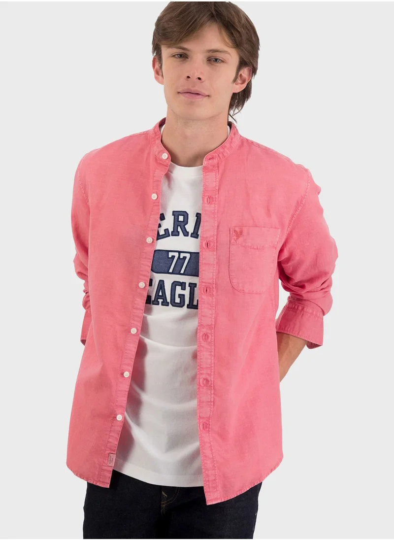 American Eagle Grandad Collar Regular Fit Shirt