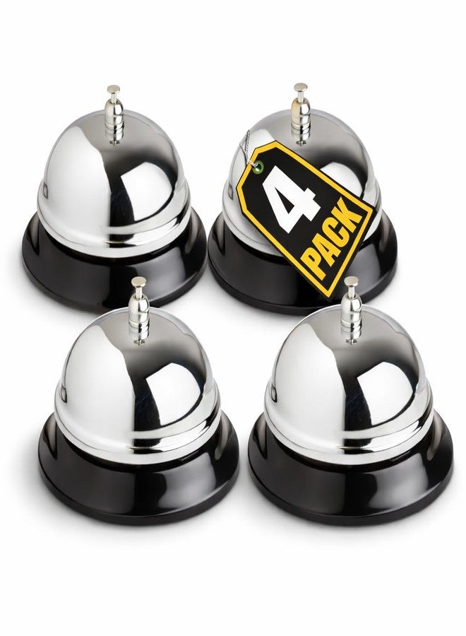 1InTheOffice Call Bell, 3/8" Desk and Counter Service Bell for Reception, Hotels, Restaurants, Schools & Offices, Chrome Design, 4 Pack - Image 1