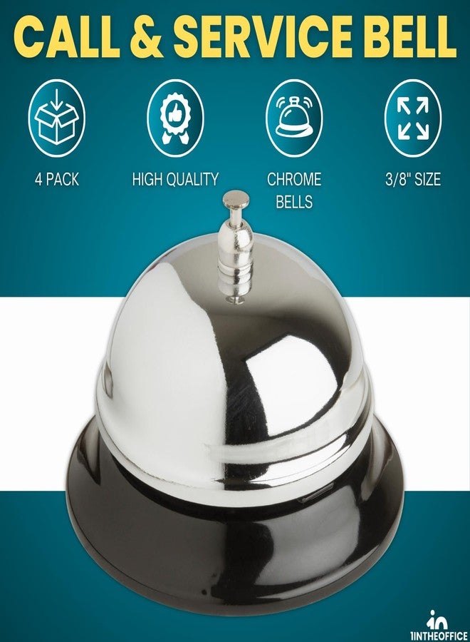 1InTheOffice Call Bell, 3/8" Desk and Counter Service Bell for Reception, Hotels, Restaurants, Schools & Offices, Chrome Design, 4 Pack - Image 2