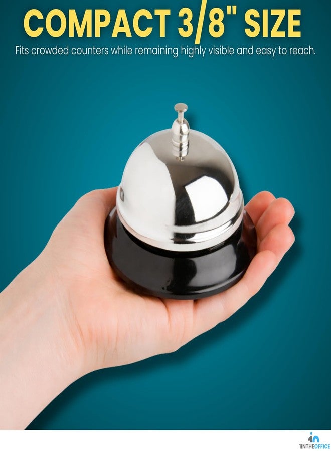 1InTheOffice Call Bell, 3/8" Desk and Counter Service Bell for Reception, Hotels, Restaurants, Schools & Offices, Chrome Design, 4 Pack - Image 3