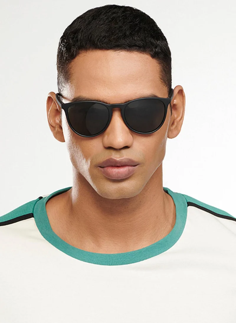 VINCENT CHASE VINCENT CHASE EYEWEAR By Lenskart | Full Rim Round Branded Latest and Stylish Sunglasses | Polarized and 100% UV Protected | Men & Women | Large | VC S14460 (Color:-Black)-Pack of 1