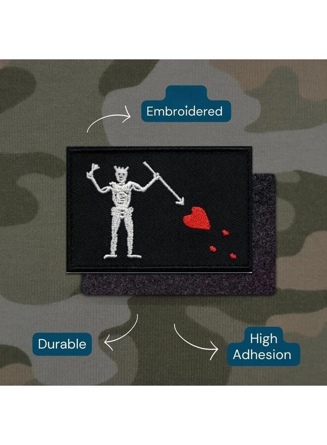 Blackbeard Tactical Patch 2PCS Hook Loop Edward Teach Sigil Black Beard Pirate Flag Patch, Funny Tactical Patches for Backpacks, Hats, Bags - Image 2